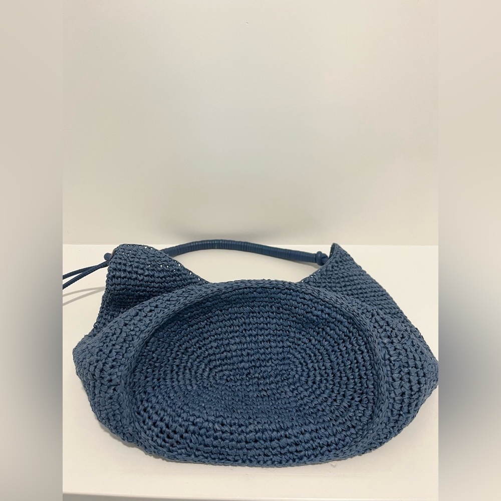 NEW Madewell The Camren Straw Bag with Leather Trim in Distant Ocean NU141 - Picture 7 of 11
